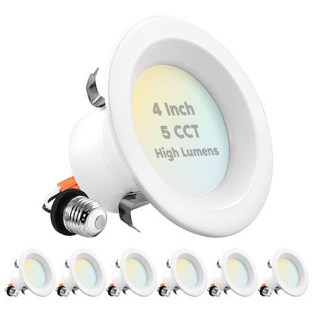 Luxrite 4" LED Recessed Can Lights 5 CCT Selectable 2700K-5000K 14W (75W Equivalent) 950LM Dimmable 6-Pack LR23794-6PK